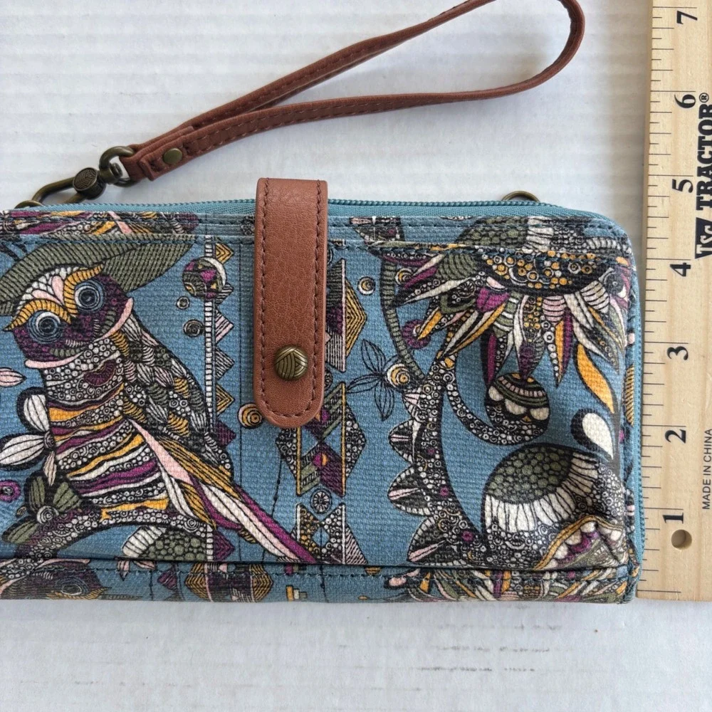 Sakroots Artist Circle Spirit Desert Owl Floral Wristlet Wallet Blue‎ Canvas